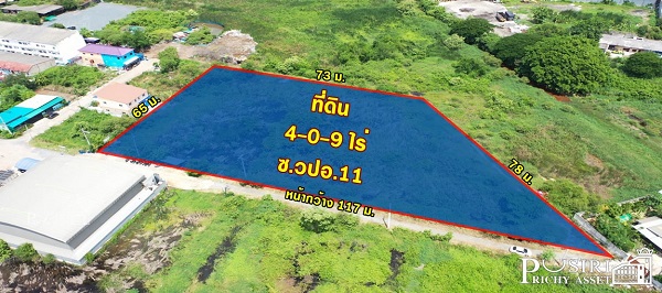 สร้างโรงงานได้ทุกประเภท พื้นที่สีม่วง 4 ไร่ พร้อมหน้ากว้างถึง 117 เมตร เดินทางง่าย ใกล้ถนนเศรษฐกิจเพียง 800 ม.  KK3667S