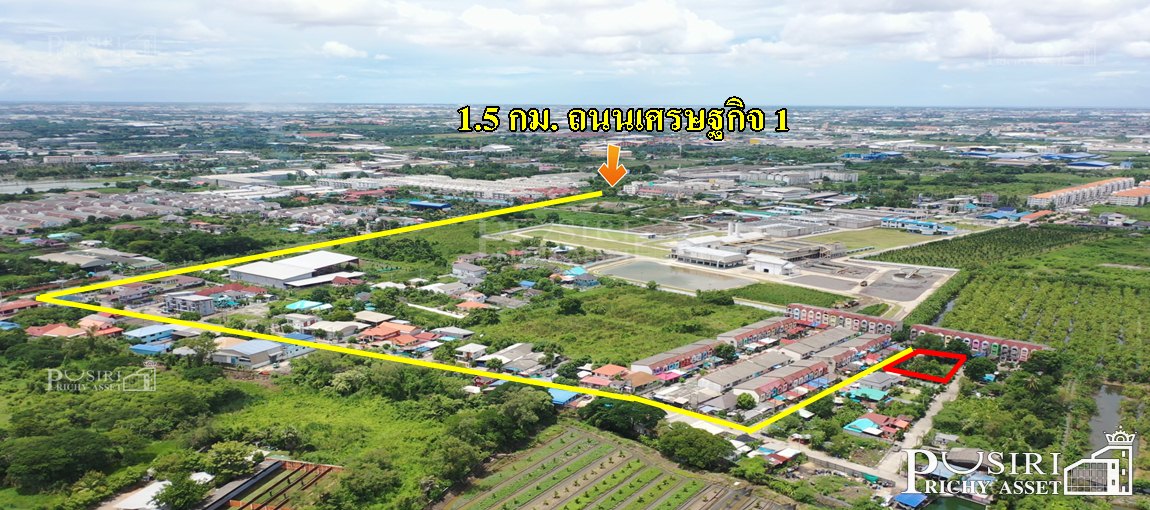 ที่สวยปลูกบ้าน/โกดังขนาดเล็ก 186.6 วา สะดวกติดถนน 3 ด้าน ในซอยค่ายกำแพงเพชร ใกล้เศรษฐกิจ  พุทธสาคร