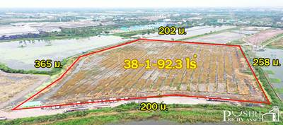 ที่สวย สร้างโกดัง 38 ไร่เศษ หน้ากว้างถึง 200 ม. ติดถนนที่รถเทรลเลอร์เข้าออก สบาย ใกล้ถนนบ้านแพ้ว พระราม 2 คุ้มค่ากว่าที่อื่นๆ 17% - KK1044S