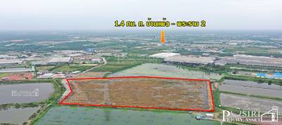 ที่สวย สร้างโกดัง 38 ไร่เศษ หน้ากว้างถึง 200 ม. ติดถนนที่รถเทรลเลอร์เข้าออก สบาย ใกล้ถนนบ้านแพ้ว พระราม 2 คุ้มค่ากว่าที่อื่นๆ 17% - KK1044S
