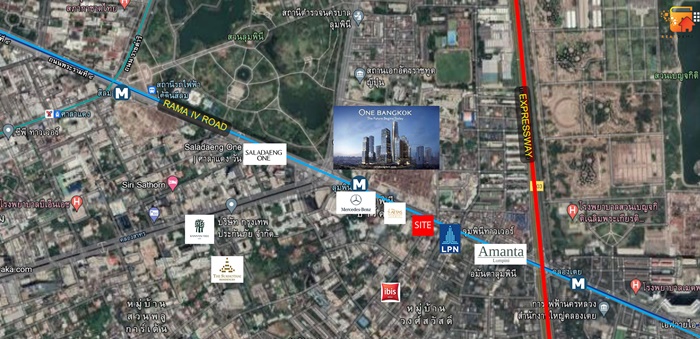 ขายที่ดินทำเลทองบนถนนพระราม4 ตรงข้าม ONE BANGKOK) 1-0-8.6 ไร่  ผังสีแดง พ.5 สร้างอาคารสูงได้ถึง 24 ชั้น