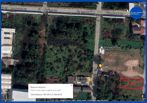 ขายที่ดิน ซอยลำลูกกา 21 (ซอยเทศบาลคูคต) ปทุมธานี เนื้อที่ 253 ตรว.
