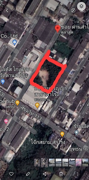 ขาย ที่ดินเปล่า  ซอย ด่านสำโรง58 ขนาด 412 ตรว ไม่รวม โกดัง สิ่งปลูกสร้าง  ตอนนี้เช่าตั้งโกดังอยู่