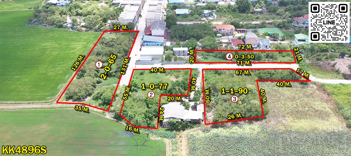 ที่สวย 3 แปลง ถมพร้อมใช้งาน เลือกขนาดได้ตามใจต้องการ ในซอยบรม 76 ใกล้มหิดล  KK4896S