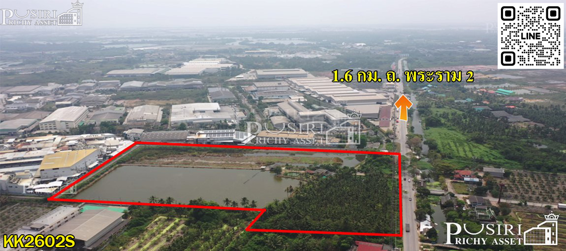 ที่สวย สร้างโรงงานได้ทุกประเภท หน้ากว้าง 202 เมตร ขนาด 28 ไร่ 162 วา ติดคลอง ถนนกว้างใช้รถเทเลอร์ได้ ใกล้นิคมสมุทรสาคร KK2602S