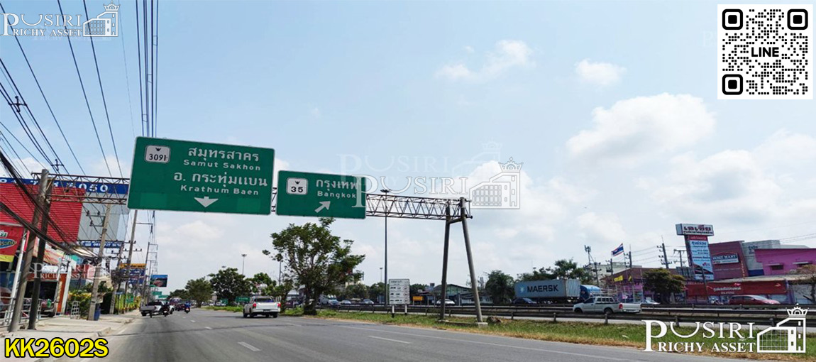 ที่สวย สร้างโรงงานได้ทุกประเภท หน้ากว้าง 202 เมตร ขนาด 28 ไร่ 162 วา ติดคลอง ถนนกว้างใช้รถเทเลอร์ได้ ใกล้นิคมสมุทรสาคร KK2602S