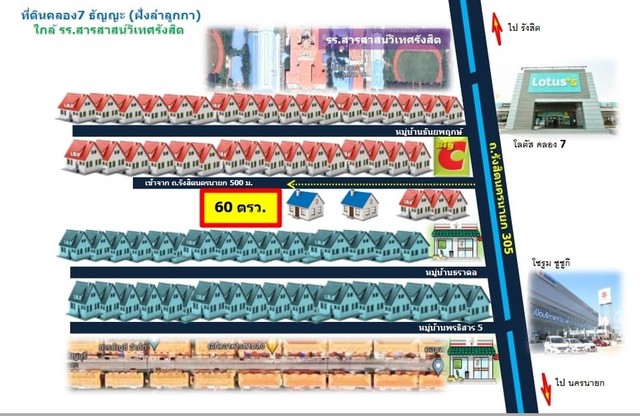 ที่ดินทำเลทอง คลอง7 ใกล้ รร.สารสาสน์วิเทศรังสิต ปทุมธานี