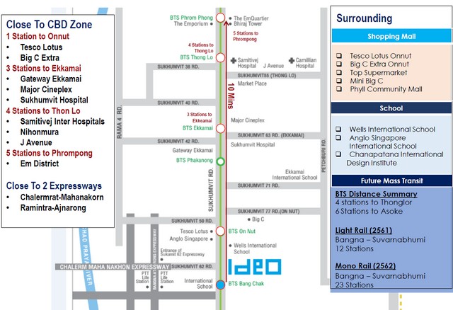 ให้เช่าคอนโด IDEO Sukhumvit 93 (ไอดีโอ สุขุมวิท 93 ) 2 ห้องนอน 2 ห้องน้ำ  ขนาด 55 ตรม ชั้น 36 