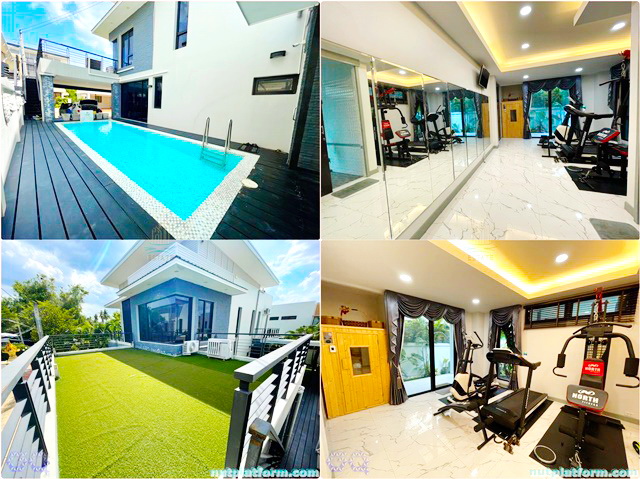 สารสาสน์ บางบอน3 Pool Villa 4นอน ซาวน่า ฟิตเนสในบ้าน ให้เช่าคฤหาสน์หรู 2ชั้น  124 ตรว. 514ตรม.