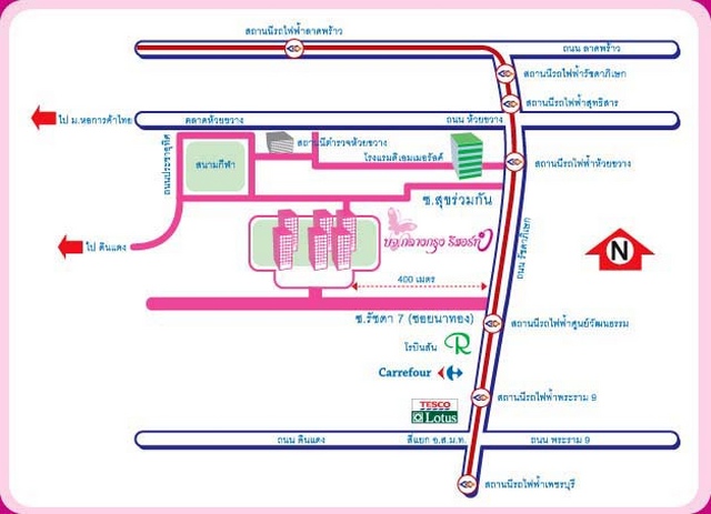 คอนโด กลางกรุงรีสอร์ท รัชดาซ.7 Ratchada 7ขนาด 36 ตรม. 1 ห้องนอน ตึกB1