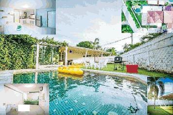 หลังใหญ่ ท่องเที่ยว 140 ตรว.ขาย-เช่า บ้านพักตากอากาศหัวหิน Pool Villa 1 ชั้น .3นอน 3น้ำ 3จอดรถ 4แอร์